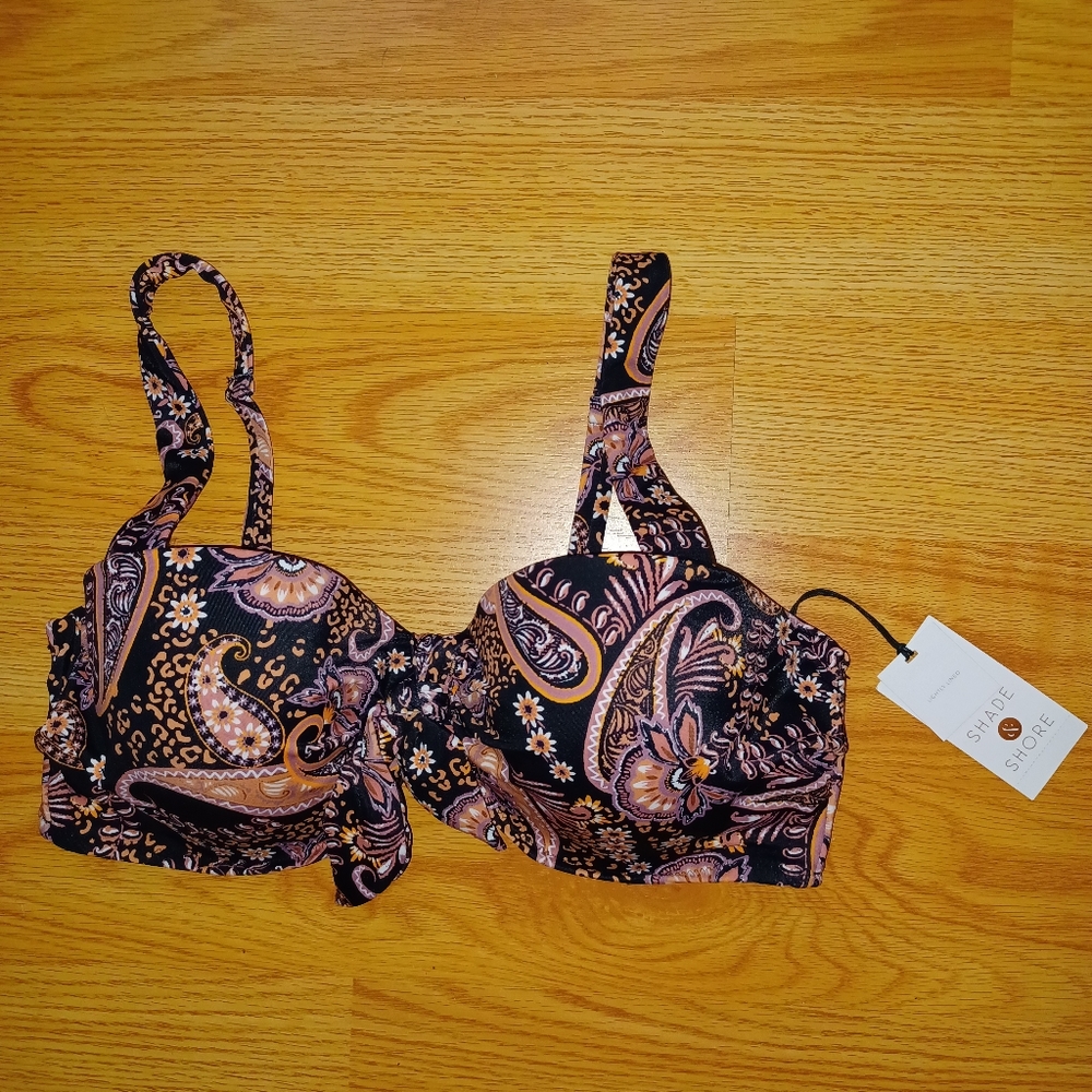 Bikini top with mixed print